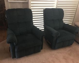 (2) Green Recliners