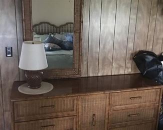HEAVY Wicker front Dresser w/ Mirror