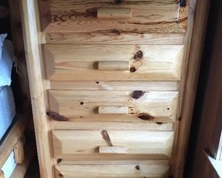 close up of the log chest of drawer
