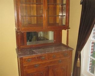 Antique China Hutch w/Marble Top
