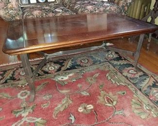 Wood Top & Iron Base Coffee Table