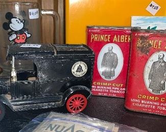 Metal car & tobacco tins