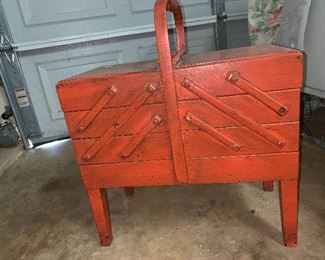 Wooden sewing box