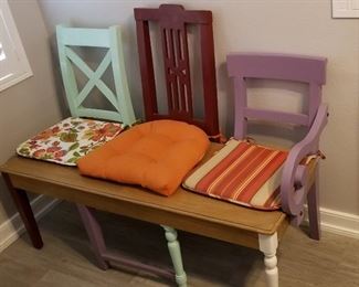 Very cute upcycled vintage chair bench