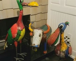Recycle metal dodo bird (about 4' tall, bull, and pelican)