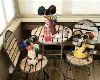 Recycled painted metal Three Blind Mice; cute rustic ice cream set