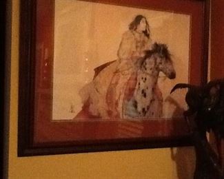 Original watercolor Brave horse signed.    45 w 36 h $450.