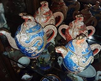 Asian Themed Dragon Teapots & Sugar Bowl