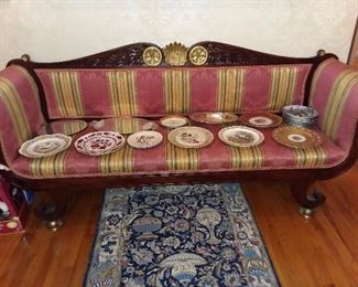 Beautiful Carved Wood Frame Antique Couch