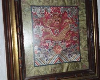 Asian Themed Framed Mini Tapestry