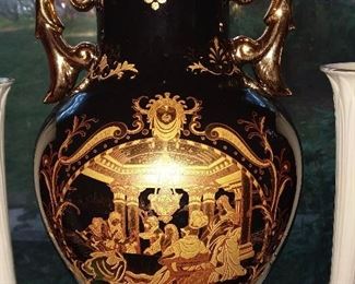 Black & Gold Limoges Vase (Colonial Themed)