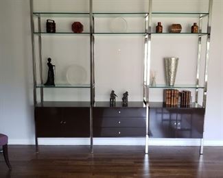 MID CENTURY CHROME & FORMICA WALL UNIT WAITING OUR CLIENT IF WE CAN SELL IT 