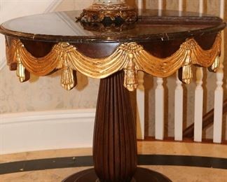Marble topped  gilt center hall table