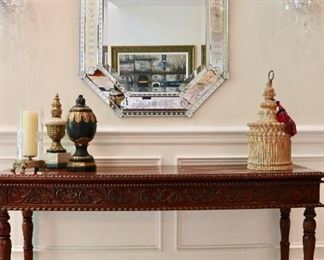 Carved Console Table,  venetian mirror