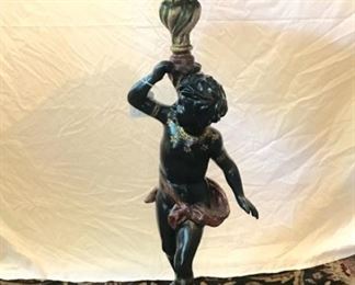 Carved polychrome Blackamoor Stand