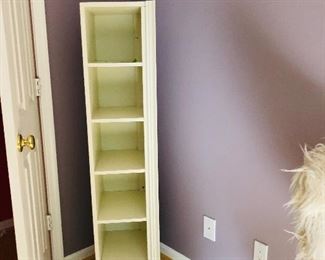 Pottery barn well crafted wood shelf.  The top has crown molding as seen here ...on the right side.  IT can be hung horizontally or as seen here used vertically.  Creamy antique white.