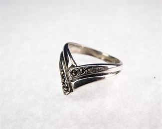 Silver Marcasite Ring, Size 6
