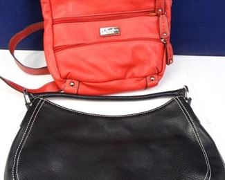Tignanello Red Leather Ann Taylor Black Leather Purse