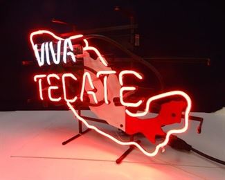 Neon Light Sign Viva Tecate in Mexico Country Design