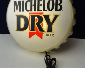 Vintage Michelob Dry Large, Electronic Bottle Cap Sign