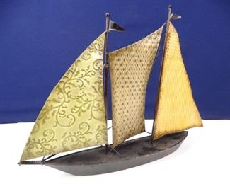Iron Sailing Ship Statuette