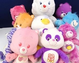 Large, Assorted, Colorful Care Bear Dolls (10)