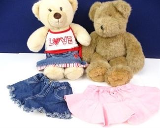 Stuffed Bear Doll Duo with Clothing Accessories (2)