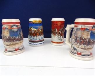 Budweiser Christmas Steins