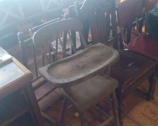 Very old wooden high chair