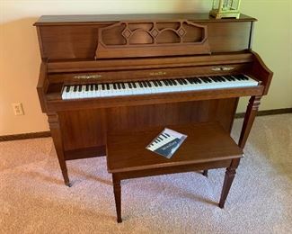 Wurlitzer walnut spinet piano, available immediately 