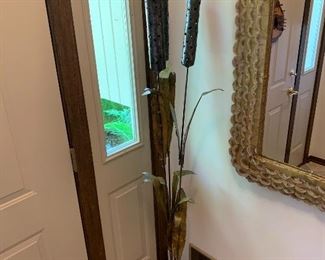 Vintage brutalist cattail sculpture 74” tall