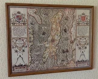 Vintage Isle of Man framed map