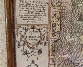 Vintage Isle of Man framed map