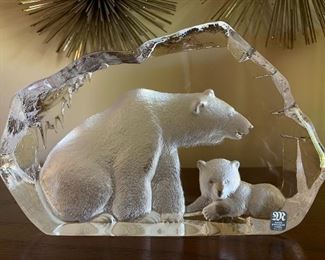 Large Mats Jonasson crystal sculpture