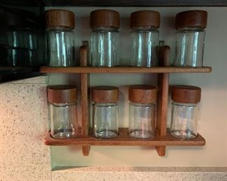 Vintage Digsmed teak wall hanging spice rack