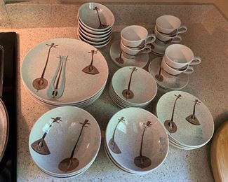 Large set of Red Wing “Lute Song” china, with the original 1963 purchasing card