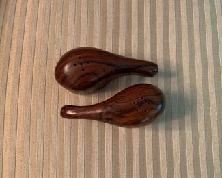 Vintage Don Shoemaker carved wood salt & pepper shakers