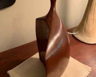 Vintage modern organic biomorphic wood vase attributed to Doug Ayers