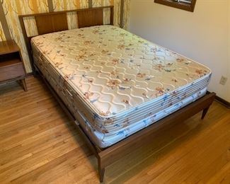 Vintage Mid Century walnut full size bed frame
