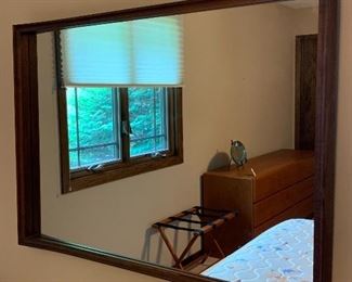 Large Danish Modern walnut mirror.  41 1/2”W x 29 1/2” H