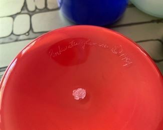 1984 Pinkwater Glass Inc. set of four art glass bowls