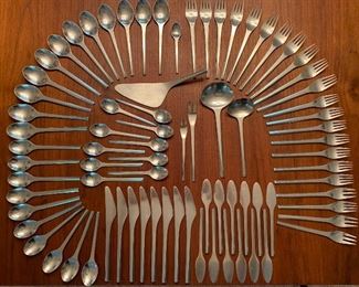 Vintage Georg Jensen “Prism” 80 piece stainless steel flatware set