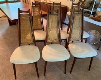 Six Mid Century Modern cane back dining chairs attributed to Adrian Pearsall