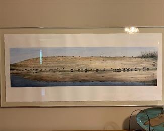 Amazing and quite large original “Cows” watercolor by MN artist and teacher Catherine Means.  60”W x 28 1/2”T