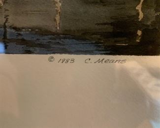 Amazing and quite large original “Cows” watercolor by MN artist and teacher Catherine Means.  60”W x 28 1/2”T