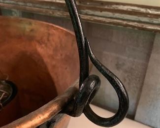Large antique copper kettle