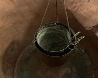 Large antique copper kettle