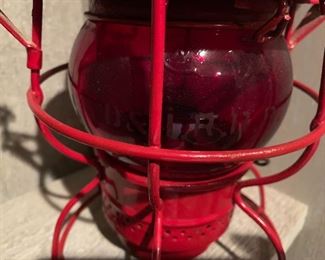 Antique Adlake No. 250 Kero railroad lantern with original red glass globe