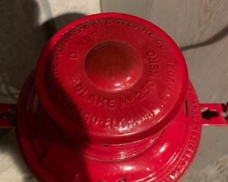 Antique Adlake No. 250 Kero railroad lantern with original red glass globe