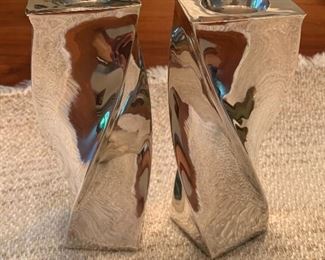 William Spratling Taxco Sterling Silver twisted column candlesticks.  7” tall